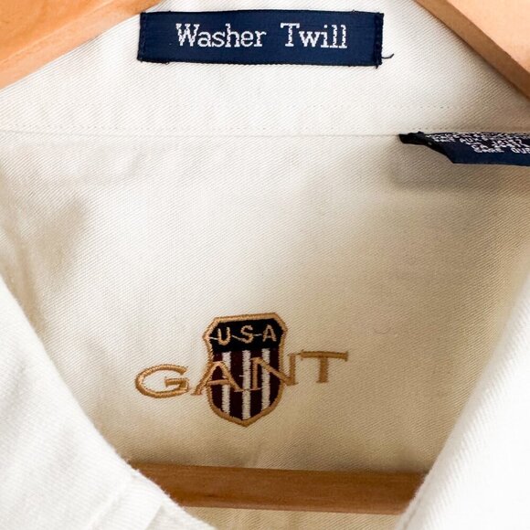 Gant USA Ivory Cotton Short Sleeve Washer Twill Button Down Shirt 2X BIG - Picture 5 of 8
